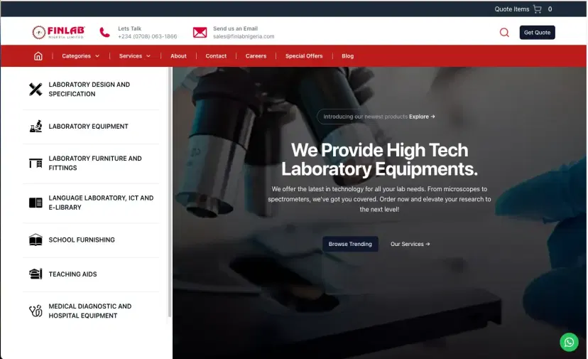 Design and Development of a Modern E-commerce Platform for Finlab Nigeria, Leading Laboratory Supplier